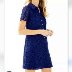 Lilly Pulitzer Nelle Dress High Tide Women's Blue Pop Lace